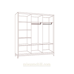 Шкаф 3-х дв. для платья и белья без зеркала 