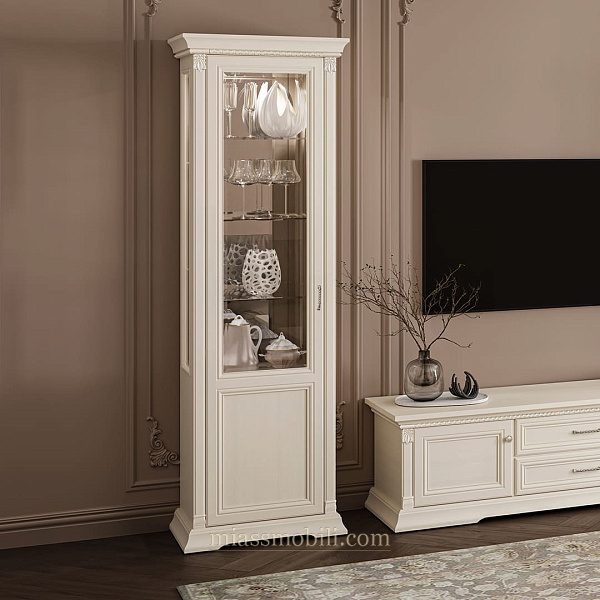 Шкаф для посуды 1-дв левый Lorenzo вуаль