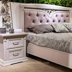 Кровать двойная (1600х2000) Lorenzo пудра с мягкой головной и ножной спинкой