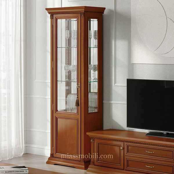 Шкаф для посуды 1-дв левый Лоренцо вишня