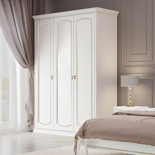 Шкаф 3-х дв. Luigi цвет белый для платья и белья